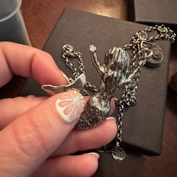 Solid Sterling Silver Mermaid Pendant Necklace - Picture 5 of 7